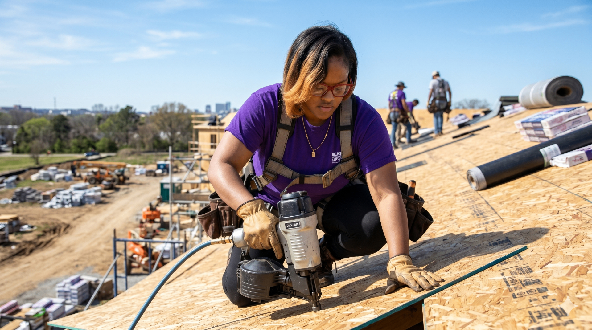 Asia Denson on a Detroit construction site